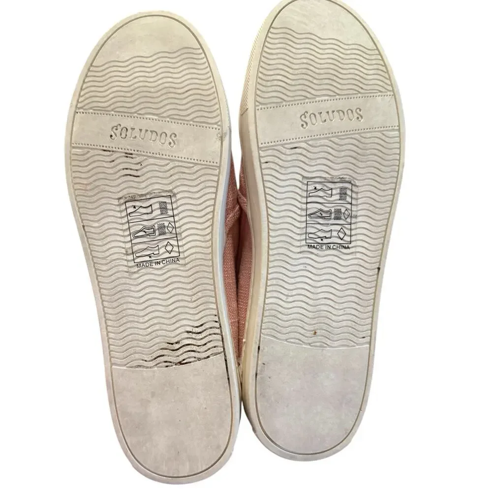 Soludos Llama Embroidered Pink Linen Slip-On Sneakers Women’s 7.5